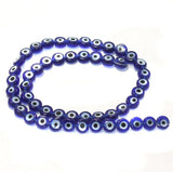 1 String, 8X3.5mm Glass Evil Eye Beads Blue