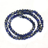 1 String, 5-6mm Glass Evil Eye Beads Blue