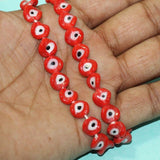 40+Pcs, 10mm Red Twisty Glass Evil Eye Beads