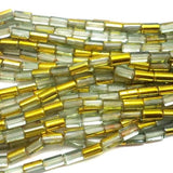 5 Strings Half Metallic Tube Beads Golden 10x6 mm