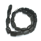 5 Strings Fire Polish Rectangle Beads Black 10x8mm