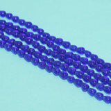 5 Strings 7x6mm Plain Drop Glass Beads Dark Blue