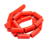 5 Strings Glass Tube Beads Red 16x6mm