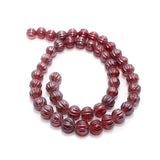 3 Strings Kharbooja Glass Beads Light Red 10mm