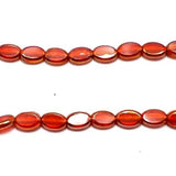 5 Strings Window Metallic Lining Oval Beads Light Red 10x7 mm