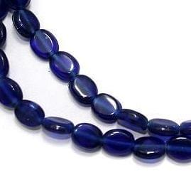 5 Strings Fire Polish Flat Oval Beads Dark Blue 8x6mm