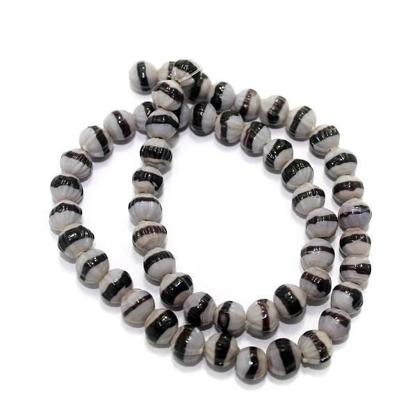 5 Strings Glass Kharbooza Beads Double Color 8mm