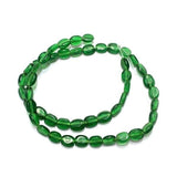 5 Strings Fire Polish Flat Oval Beads Green 8x6mm