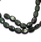 5 Strings Fire Polish Flat Oval Beads Dark Green 8x10mm