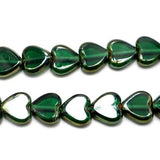 5 Strings Window Metallic Lining Heart Beads Green 10 mm