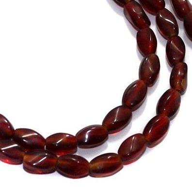 5 Strings Fire Polish Twisty Oval Beads Red 6x4 mm