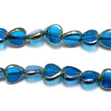 5 Strings Window Metallic Lining Heart Beads Turquoise 10 mm