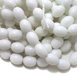12X8mm  Glass Oval Beads White