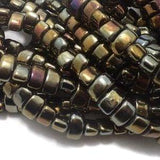 1 String 13X7mm Glass Metallic Oval Tyre Beads
