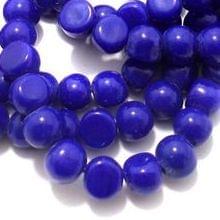 1 String Glass Half Round Beads Blue 9 mm