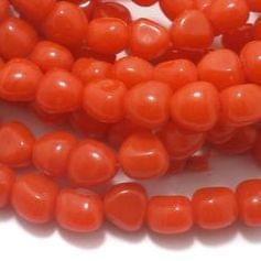 1 String Glass Tumbled Beads Orange 10 mm