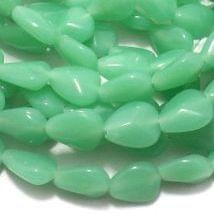 1 String 13X11mm Glass  Drop Beads Sea Green