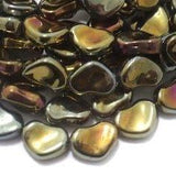 1 String 17X12mm Glass Fire Polish Heart Beads Golden