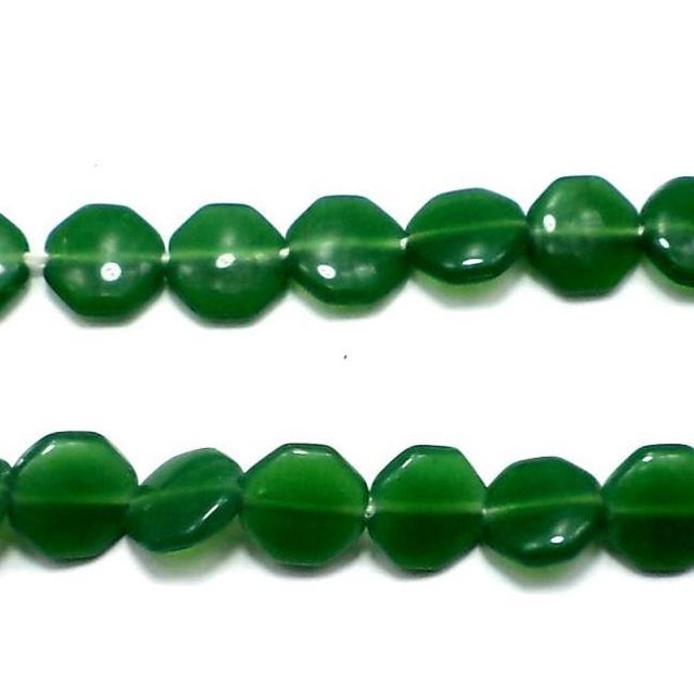5 Strings Fire Polish Octa Beads Green 12mm