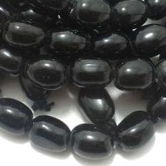 1 String 16X12mm Glass Oval Beads Black