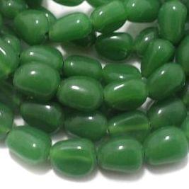 2 Strings Glass Tumbled Beads Green 16x12 mm