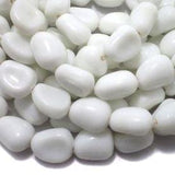1 String 16X12mm Glass Tumble Beads White