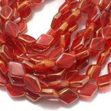 5 Strings Window Metallic Lining Flat Diamond Beads Red 11x8 mm