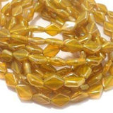 5 Strings Window Metallic Lining Flat Diamond Beads Yellow 11x8 mm