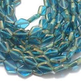 5 Strings Window Metallic Lining Flat Diamond Beads Turquoise 11x8 mm