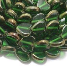 5 Strings Window Metallic Lining Heart Beads Green 13x10 mm