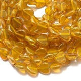 5 Strings Window Metallic Lining Heart Beads Yellow 10 mm