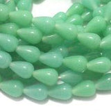 1 String 13X8mm Glass Drop Beads Parrot Green