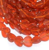 5 String Glass Heart Beads Orange 14x12 mm