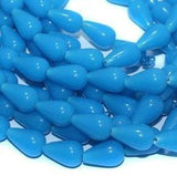 2 Strings Glass Drop Beads Skye Blue 18x10 mm