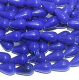 2 Strings Glass Drop Beads Blue 18x10 mm