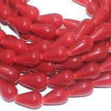 1 String 18X10mm Glass Drop Beads Red