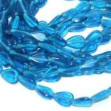 5 Strings Glass  Drop Beads Sky Blue 12x8 mm