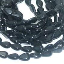 5 Strings Glass Drop Beads Black 12x8 mm
