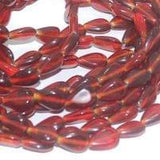 5 Strings Glass Drop Beads Dark Red 12x8 mm