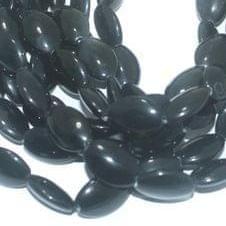 1 String 18X13mm  Glass Oval Beads Black