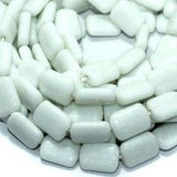 1 String 15X10mm  Glass Rectangle Beads White