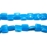4 Strings Fire Polish Square Beads Sky Blue 15mm
