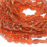 5 Strings Glass Window Metallic Disc Beads Orange 10 mm