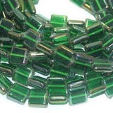 1 String 12mm Glass Window Metallic Square Beads Green