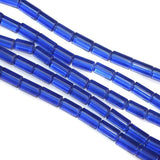 5 Strings Glass Tube Beads 16x8mm Blue