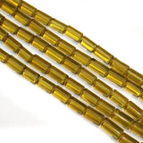 5 Strings Glass Tube Beads 16x8mm Yellow