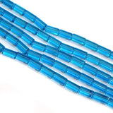 5 Strings Glass Tube Beads 16x8mm Sky Blue