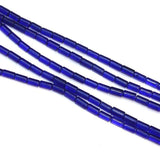 5 Strings Glass Tube Beads Blue 4x8mm