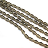 5 Strings Glass Oval Beads Grey 12x8mm