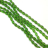 5 Strings Glass Oval Beads Green 12x8mm
